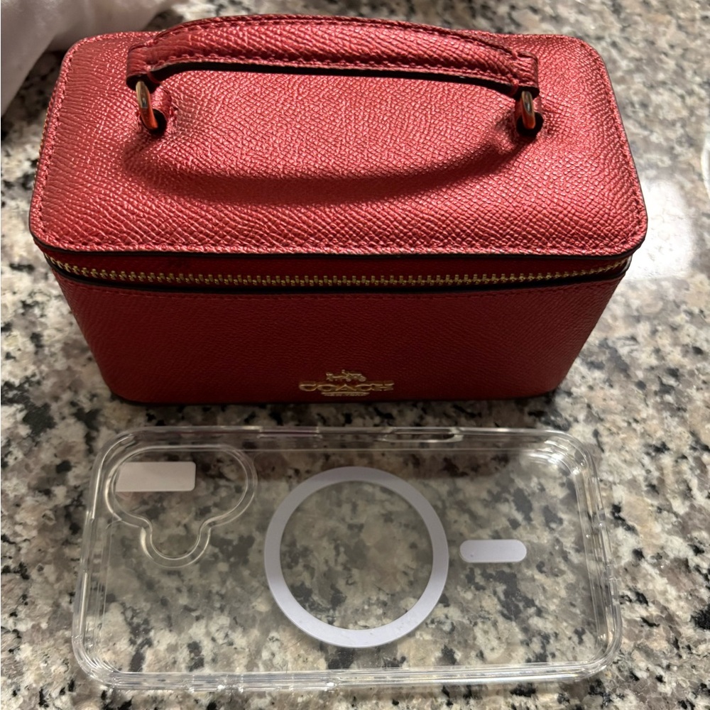 Coach Textured Red Cosmetic bag